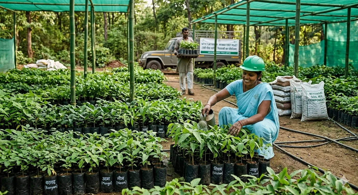 Native tree saplings in nursery Raipur India