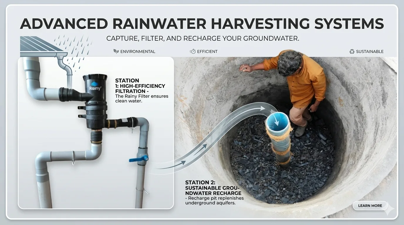 Rainwater harvesting system installation in Raipur India